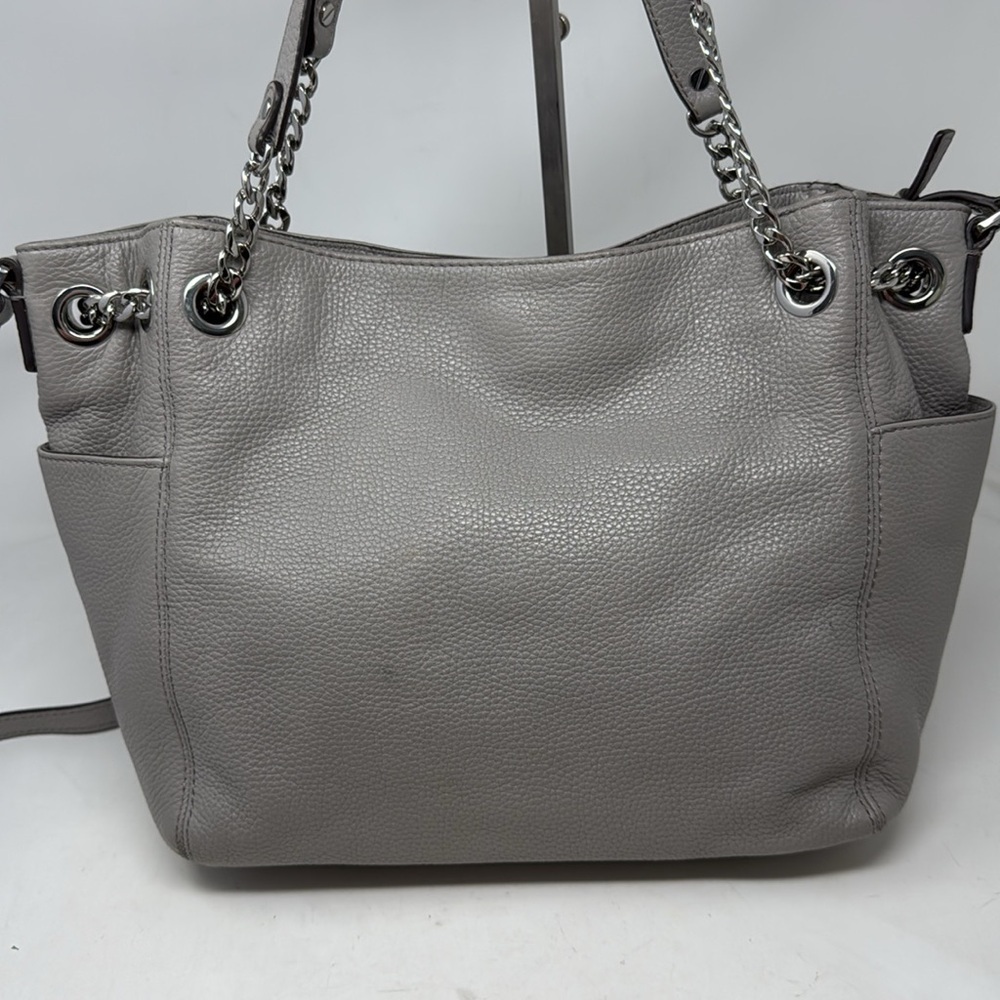 Michael Kors Jet Set Chain Gray Pebbled Leather Shoulder Bag - Picture 3 of 13